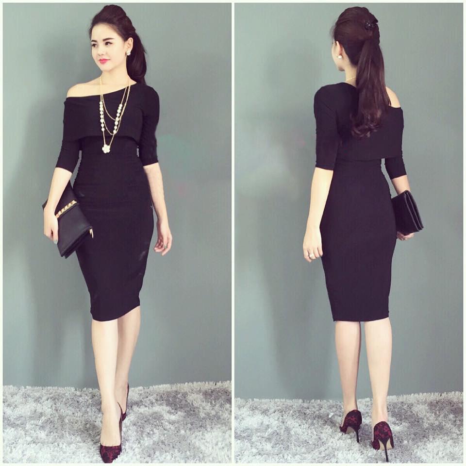 Váy ôm Body đen 2 dây DF709 - Dương Fashion