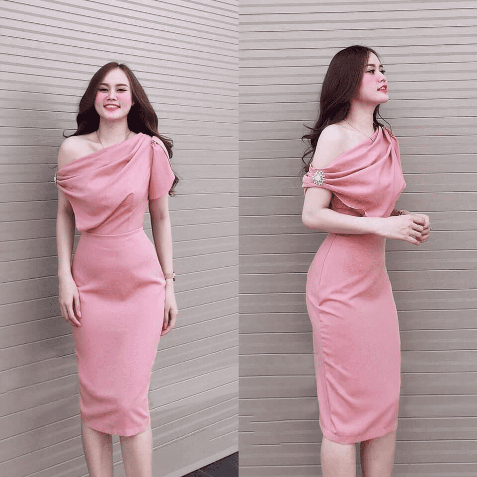 Đầm Ôm Trễ Vai Bông Eo – Xưởng May Phúc Lộc Fashion