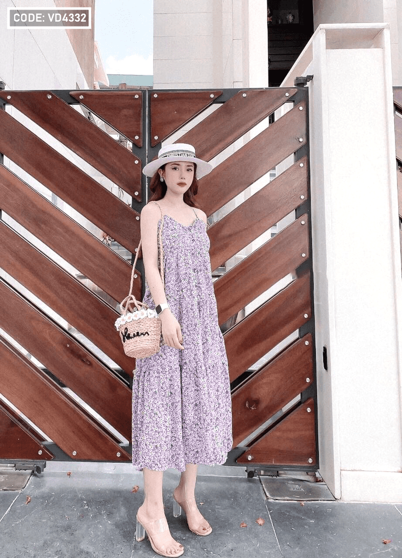 Đầm maxi dập ly cổ yếm phối nơ nhỏ cực đẹp hình thật – Xưởng váy đầm Đồng  Nai