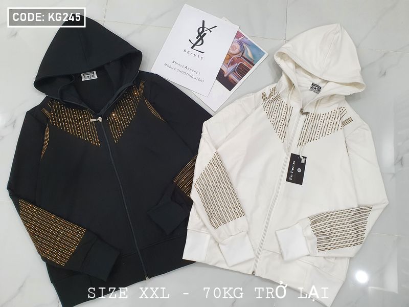 Áo khoác nữ có nón đính đá size 60-70kg Áo khoác nữ có nón đính đá size 60-70kg