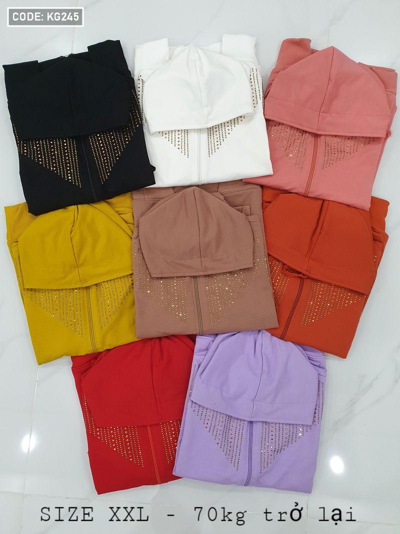 Áo khoác nữ có nón đính đá size 60-70kg Áo khoác nữ có nón đính đá size 60-70kg