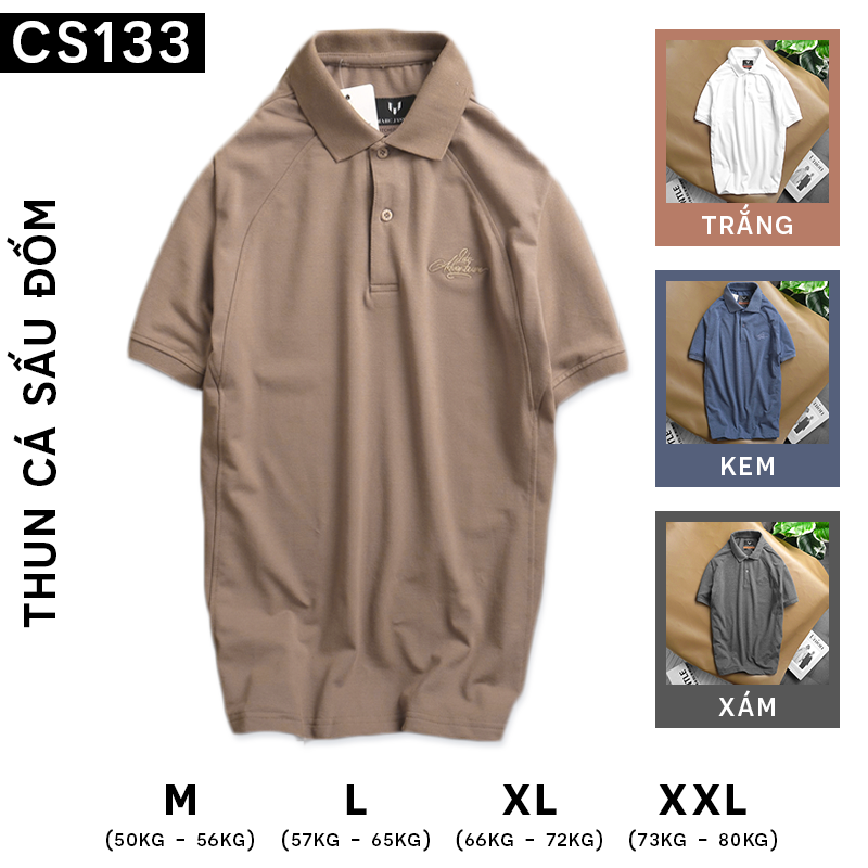 14193-cs133a-8.png Áo Thun Nam Cổ Bẻ Thêu Chữ Cao Cấp - CS133