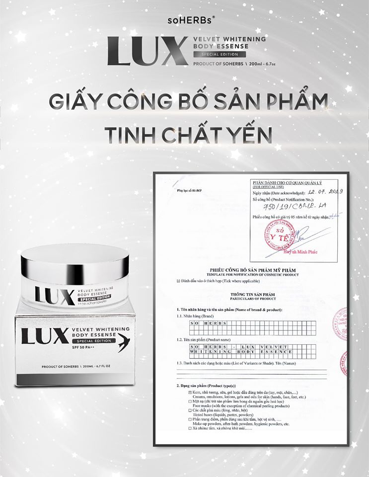 Kem body Lux tinh chất yến tươi chính hãng soHERBs Kem body Lux tinh chất yến tươi chính hãng soHERBs