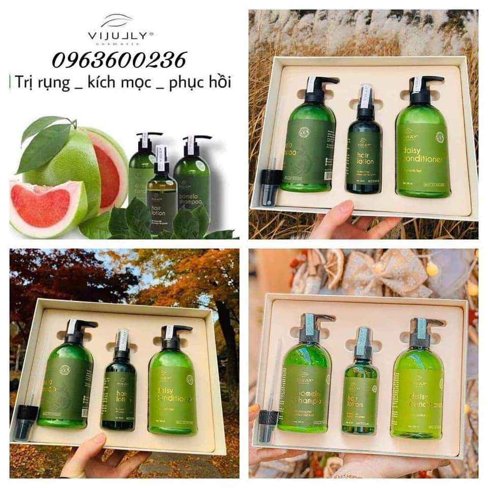 Combo trị rụng tóc tinh dầu bưởi ViJully Combo trị rụng tóc tinh dầu bưởi ViJully