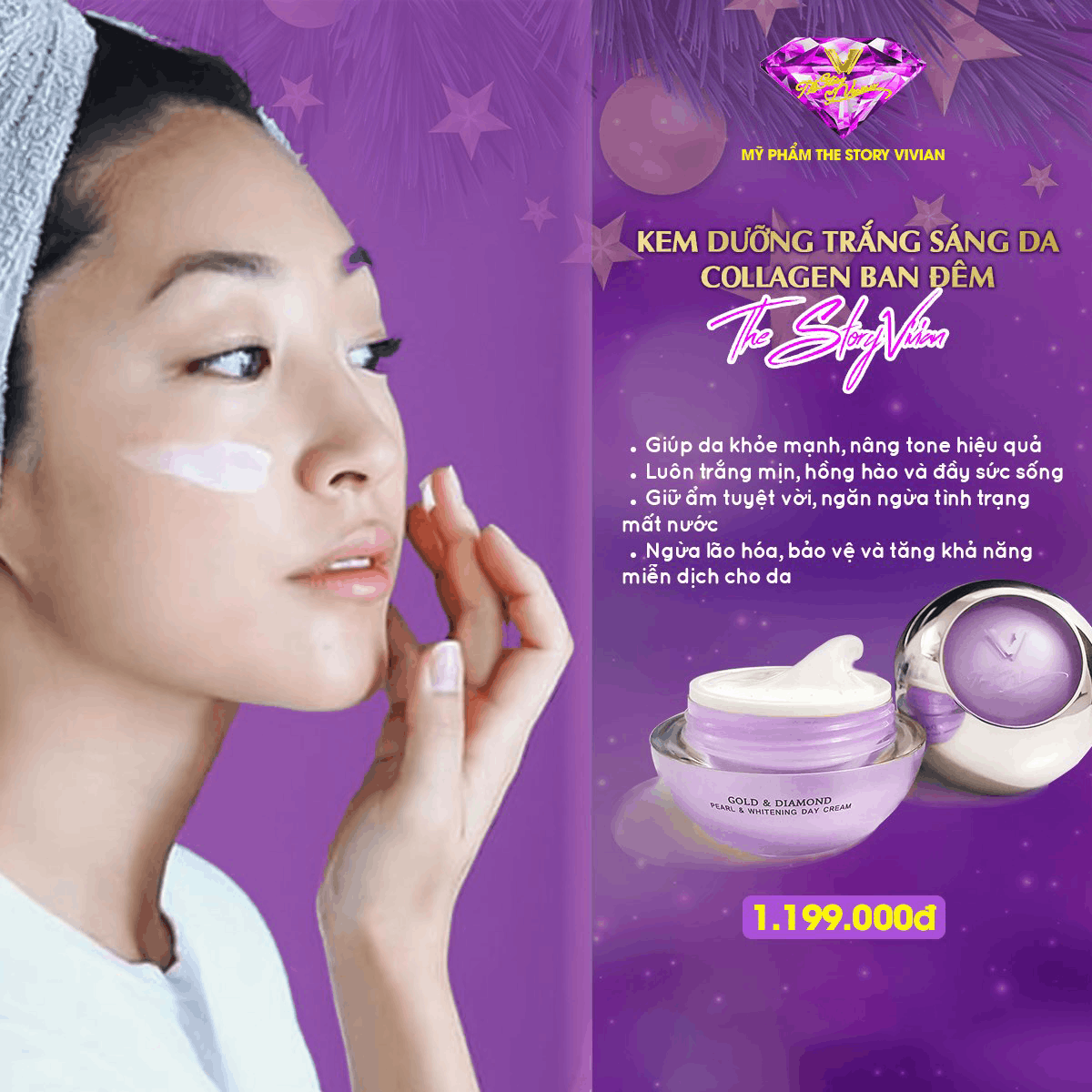 Chuyên sỉ kem face trẻ hóa và trắng sáng da Collagen & Whitening The Story Vivian Kem face trẻ hóa và trắng sáng da Collagen & Whitening The Story Vivian