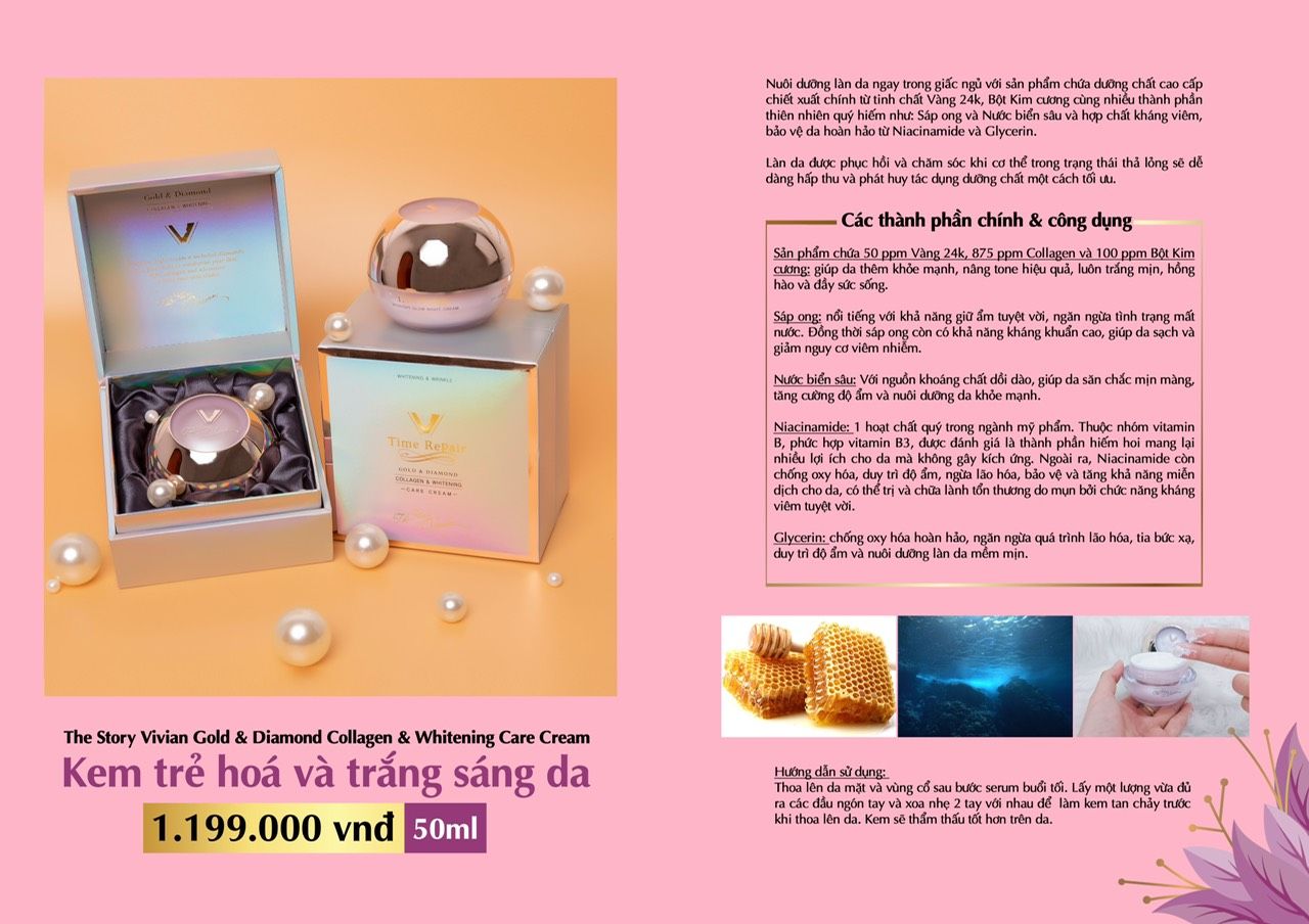 Chuyên sỉ kem face trẻ hóa và trắng sáng da Collagen & Whitening The Story Vivian Kem face trẻ hóa và trắng sáng da Collagen & Whitening The Story Vivian