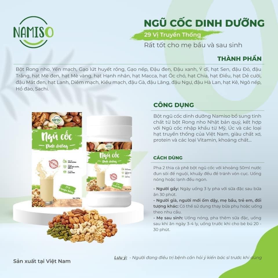 Bột ngũ cốc dinh dưỡng Namiso 29 vị truyền thống 500g Bột ngũ cốc dinh dưỡng Namiso 29 vị truyền thống 500g