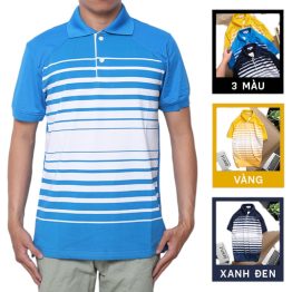 Áo Thun Nam Tay Ngắn Có Cổ Sọc Thêu Logo - AS039