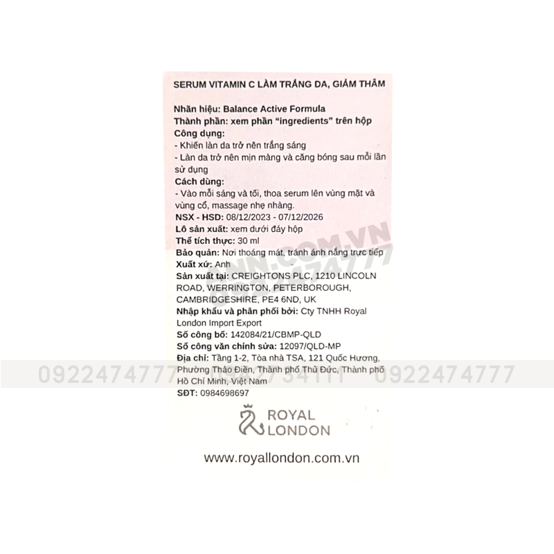 Chuyên sỉ serum Làm Sáng Da Vitamin C Balance Active Formula 30ml Chuyên sỉ serum Làm Sáng Da Vitamin C Balance Active Formula 30ml