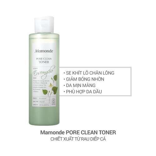 Nước hoa hồng diếp cá Mamonde kiểm soát nhờn cho da dầu 250ml Nước hoa hồng diếp cá Mamonde kiểm soát nhờn cho da dầu 250ml