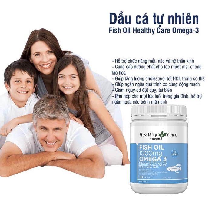 Phân phối viên uống dầu cá Omega-3 1000mg 400 viên Healthy Care của Úc chính hãng Viên uống dầu cá Omega-3 1000mg 400 viên Healthy Care của Úc chính hãng