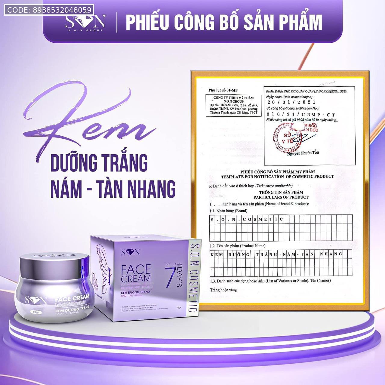 Bỏ sỉ kem Face SON Màu Tím Giúp Giảm Thâm Nám Bỏ sỉ kem Face SON Màu Tím Giúp Giảm Thâm Nám