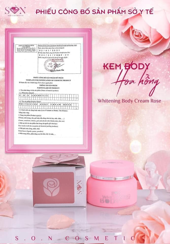 Kem body hoa hồng dưỡng trắng da SON chính hãng Kem body hoa hồng dưỡng trắng da SON chính hãng