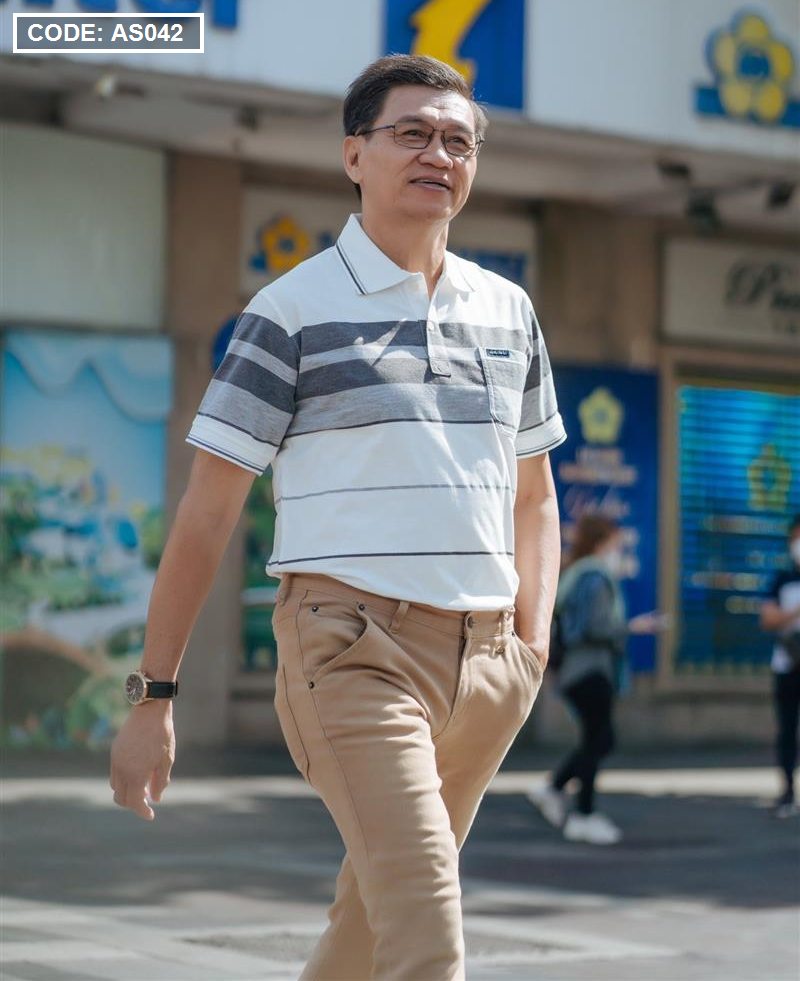 Áo Thun Sọc Nam Trung Niên Cổ Bẻ Có Túi Áo Thun Sọc Nam Trung Niên Cổ Bẻ Có Túi