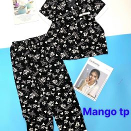 Đồ bộ nữ pijama tay ngắn quần dài chất mango - DB080