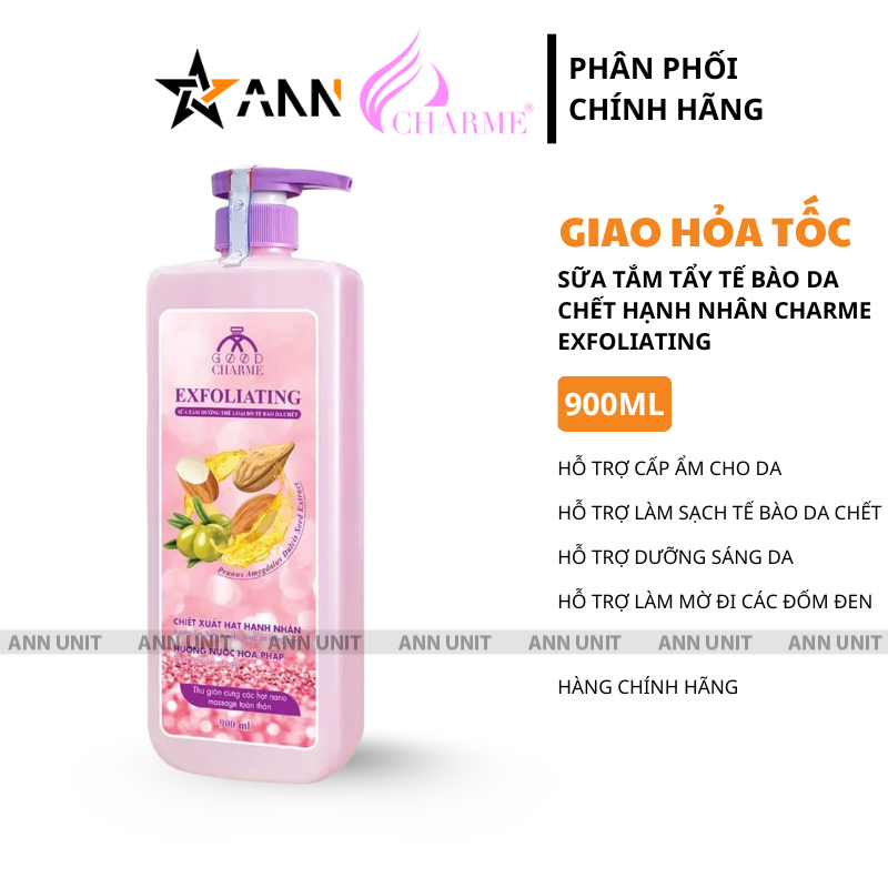 16130_1_20250913173522-2.png Sữa Tắm Cho Nữ Tẩy Tế Bào Da Chết Charme Exfoliating Hạt Hạnh Nhân Hương Nước Hoa Pháp 900ml - 8936194691552
