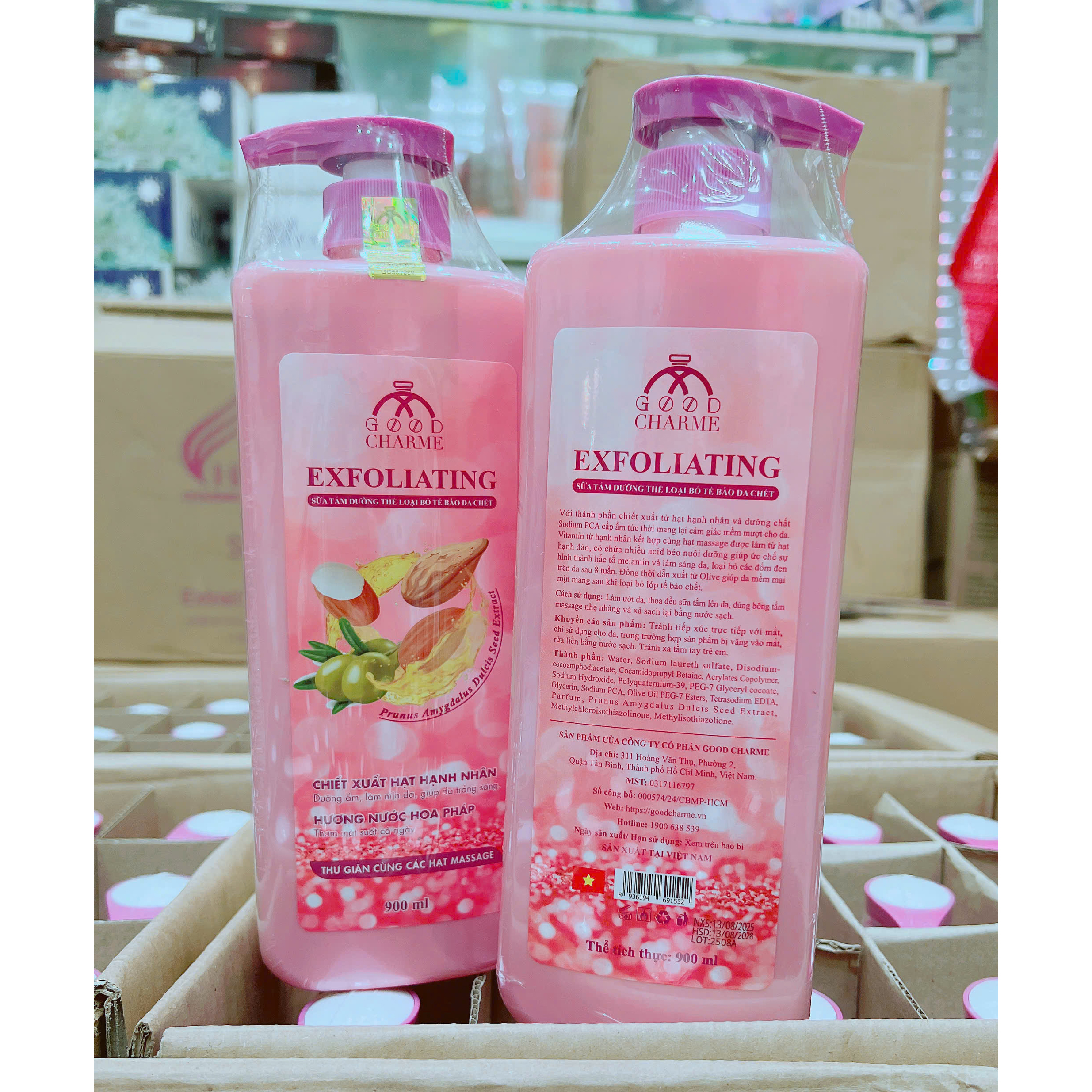 16130_z7210277011339-0df8dc8359dd2e93348c8d48cf2b640a_20251110220347.png Sữa Tắm Cho Nữ Tẩy Tế Bào Da Chết Charme Exfoliating Hạt Hạnh Nhân Hương Nước Hoa Pháp 900ml - 8936194691552