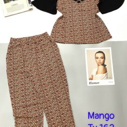 Set bộ nữ tay ngắn quần dài vải mango - DB0381