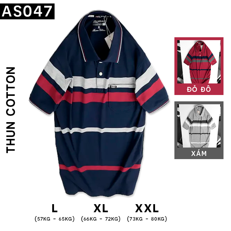 16532-as047b.png Áo Thun Sọc Nam Trung Niên Cổ Bẻ Có Túi - AS047