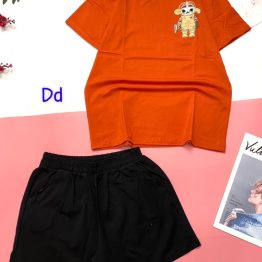 Set bộ nữ áo form rộng quần lững thêu logo - DB0559