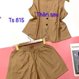 Đồ bộ nữ áo cổ tròn phối nút quần đùi - DB0646