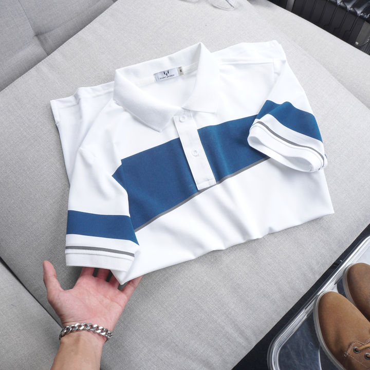 Áo Thun Polo Nam Cá Sấu Poly Phối Kẻ Sọc Màu (Có Size 3XL) Áo Thun Polo Nam Cá Sấu Poly Phối Kẻ Sọc Màu (Có Size 3XL)