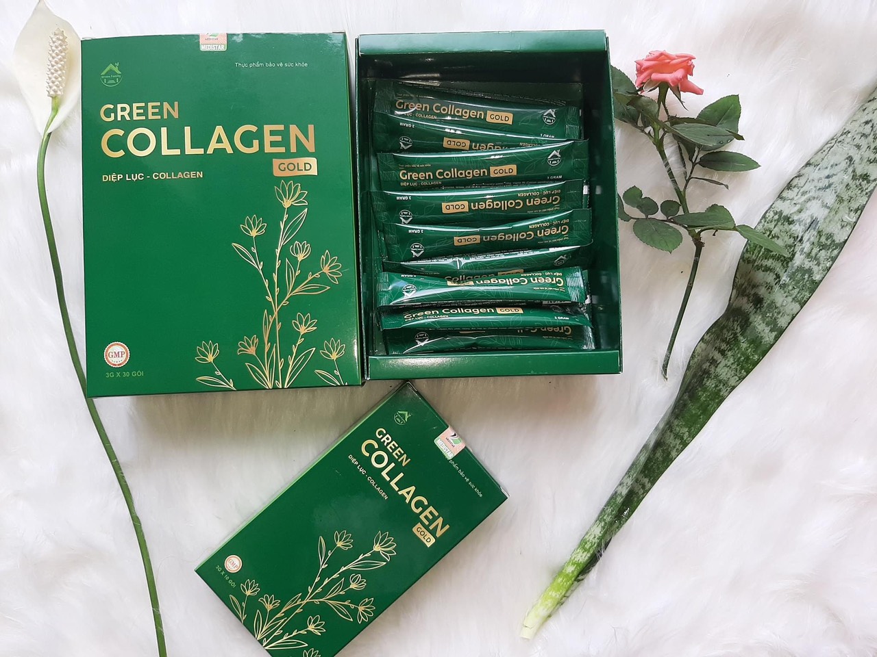 17592-z3713315137786-1f6e5776c16d4ec5746c0aa8906c8c6b-10.jpg Diệp Lục Collagen Gold Hộp Lớn 30 Gói Green Family - 8936095911353