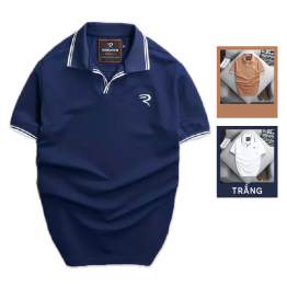 Áo Thun Nam Cá Sấu Polo Viền Bo Ngực Thêu Logo Chữ R (Có Size 3XL) - CS192