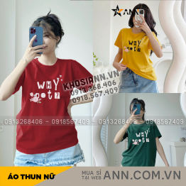 Áo thun thái nữ form rộng in chữ why not - AG1167