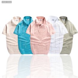 Áo Thun Nam Cổ Bẻ Phối Hoạ Tiết Kẻ Sọc (Có size 3x) - CS202