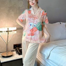 Đồ bộ pijama nữ quần lửng in hoạt hình 3D - DBO1071