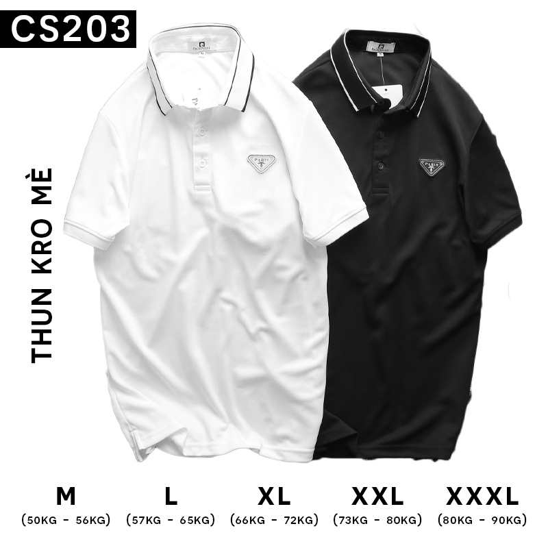 19309-cs203a.png Áo Thun Nam Cổ Bẻ Phối Tag Chất Kro Mè - CS203