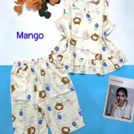 Đô bộ mango lửng sát nách áo và quần viền bèo họa tiết - DBO1359
