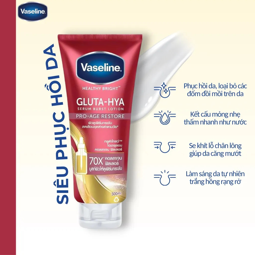 Bỏ sỉ sữa Dưỡng Thể Vaseline 70x Màu Đỏ Gluta Hya Serum Burst Lotion Pro Age Restore Thái Lan Bỏ sỉ sữa Dưỡng Thể Vaseline 70x Màu Đỏ Gluta Hya Serum Burst Lotion Pro Age Restore Thái Lan