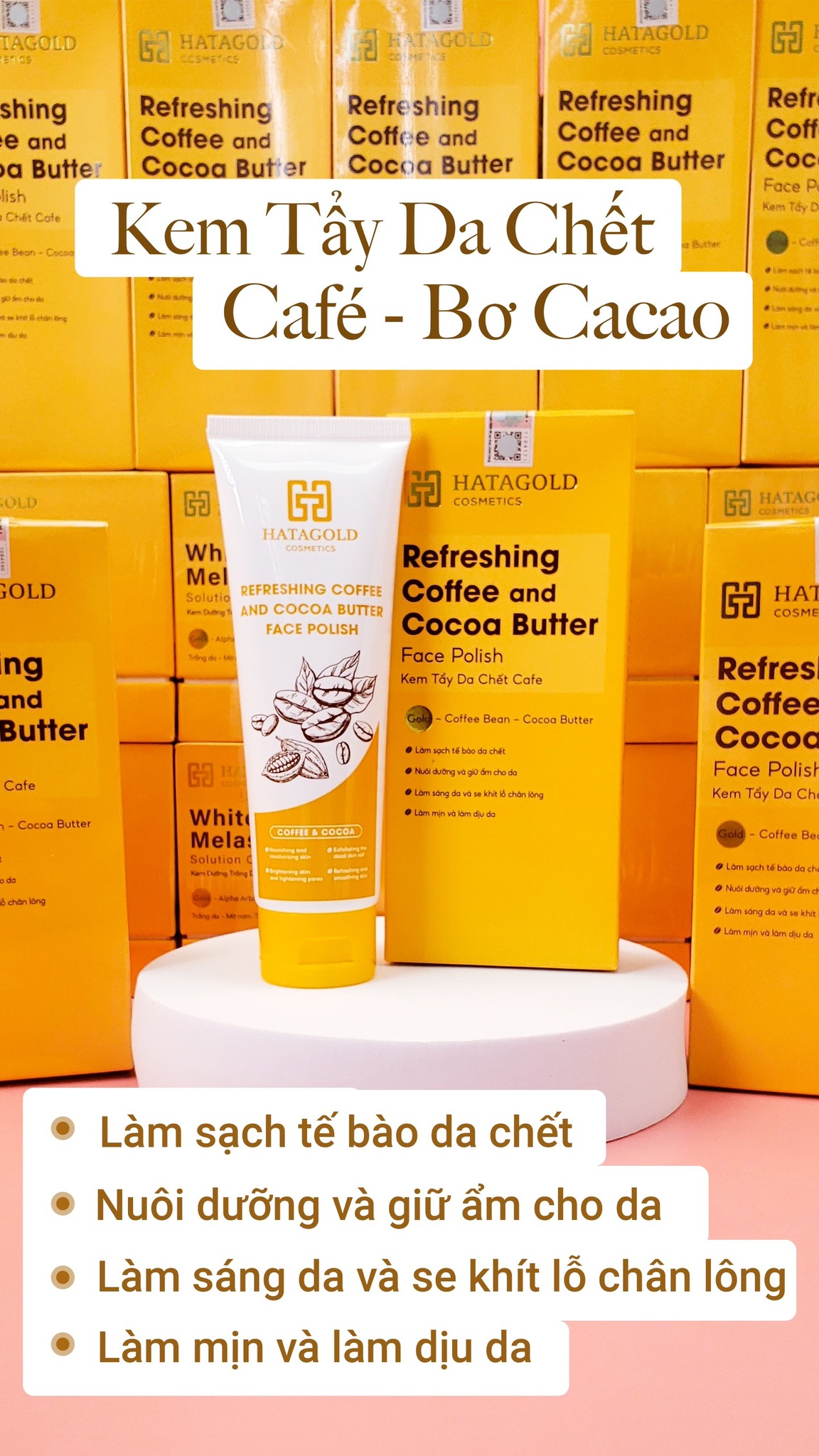 Kem Tẩy Da Chết Cafe Bơ Cacao Hatagold Cosmetics Kem Tẩy Da Chết Cafe Bơ Cacao Hatagold Cosmetics