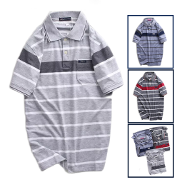 Áo Thun Sọc Nam Melan Cổ Bẻ Có Túi Thun Cotton - AS050