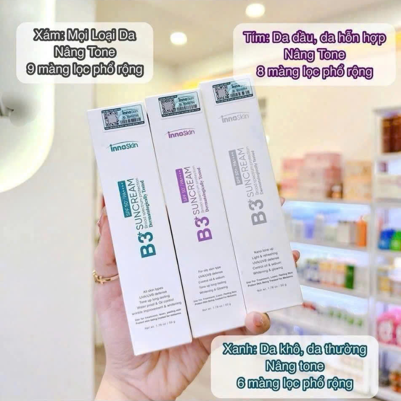 Bỏ sỉ kem Chống Nắng B3 InnoSkin Màu Xanh Cho Da Khô Bỏ sỉ kem Chống Nắng B3 InnoSkin Màu Xanh Cho Da Khô