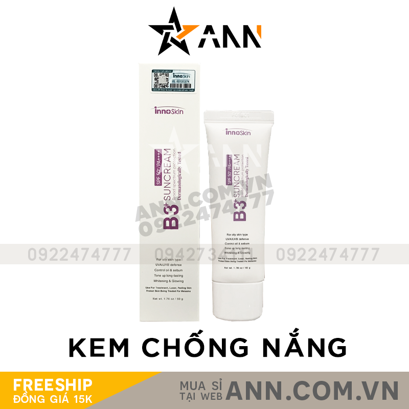 21372-b3-tim.png Kem Chống Nắng B3 InnoSkin Màu Tím Cho Da Dầu - 8809315252522