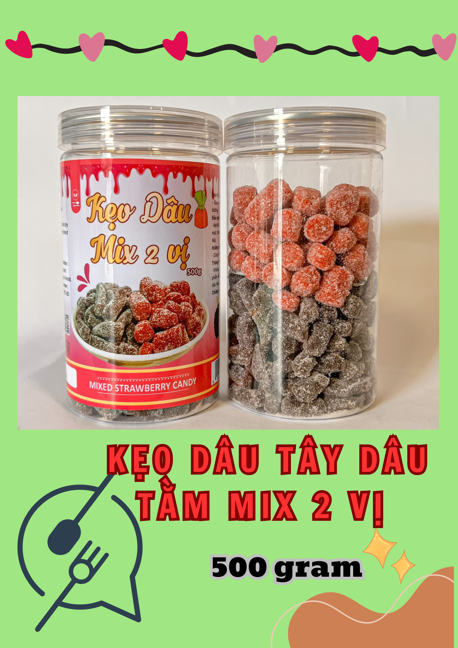 Bỏ sỉ kẹo Dâu Mix Dâu Tầm Loại Ngon 500g Bỏ sỉ kẹo Dâu Mix Dâu Tầm Loại Ngon 500g