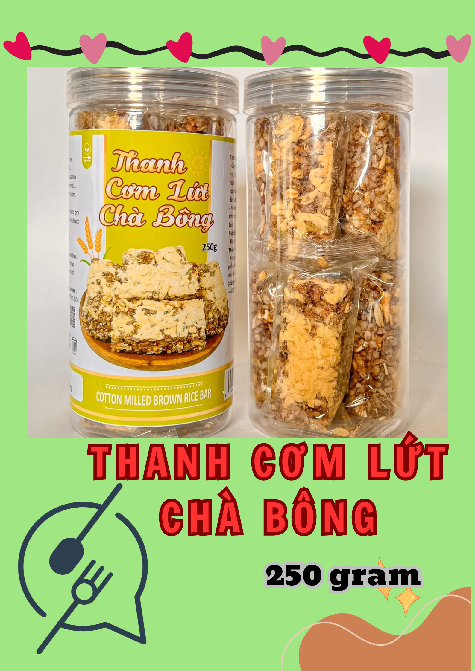 Thanh Cơm Gạo Lứt Chà Bông Thơm Ngon 250g Hộp Thanh Cơm Gạo Lứt Chà Bông Thơm Ngon 250g Hộp