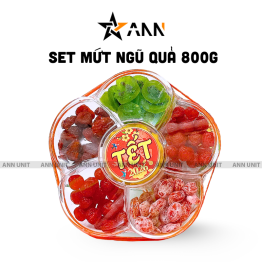 Hộp Quà Tết Set Mứt Ngũ Vị Bông Mai 800g (Ó Mai Đào Hồng, Ó Mai Đào Bố, Kiwi Sấy Dẻo, Ó Mai Mận Cơm, Xoài Sấy Dẻo) - Hộp Bông Mai Hộp Quà Tết 2026 - 8936208933692