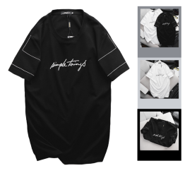 Áo Thun Nam Cổ Tròn In Chữ Simple Things Tay Viền Sọc (Có size 3x) - AB490