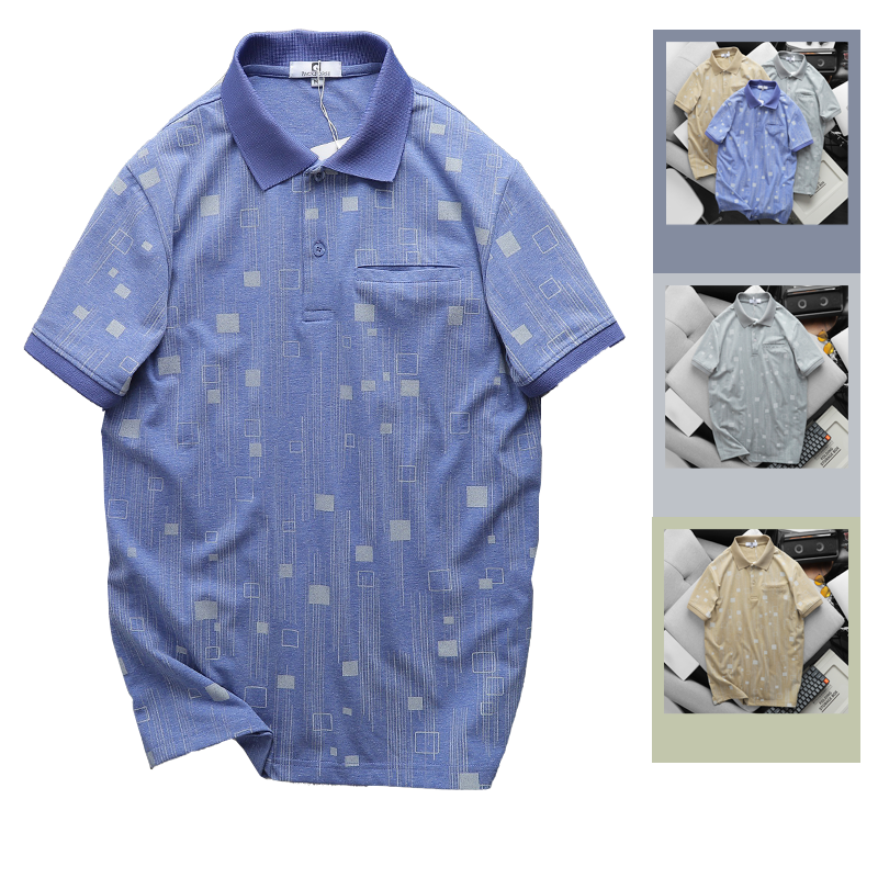 23325-cs216.png Áo Thun Nam Polo Cổ Bẻ Pack Horse Có Túi In Hoạ Tiết Hình Vuông ( Có size 3x) - CS216