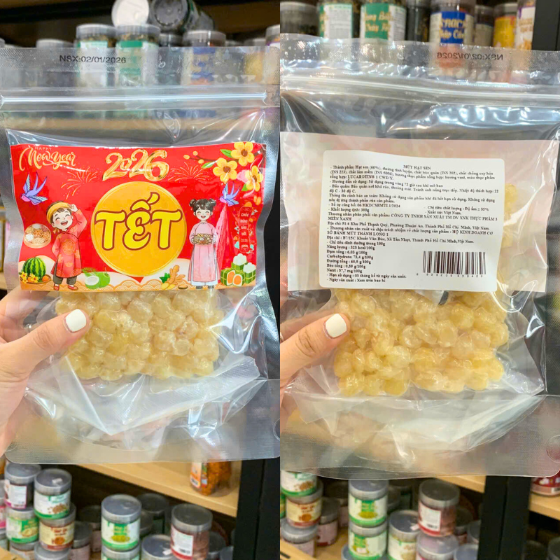 23384_98_20260105101708.png Mứt Hạt Sen Túi Zip 300g - Mứt Hạt Sen Tết - HSHCK
