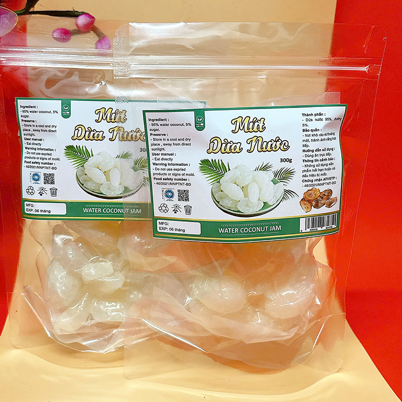 Giá sỉ mứt Dừa Nước Túi Zip 300g Giá sỉ mứt Dừa Nước Túi Zip 300g