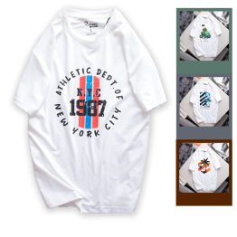 Áo Thun Nam Cổ Tròn Rurumen Màu Trắng In Chữ NYC 1987 (Có size 4x) - AB507