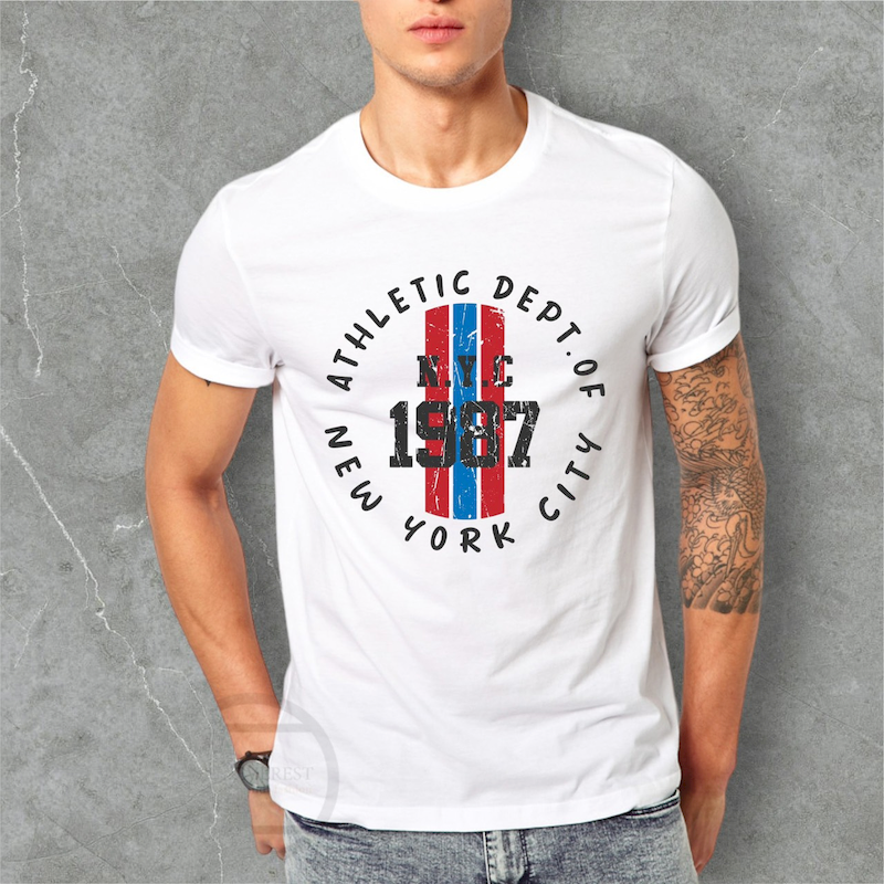 Nguồn sỉ áo Thun Nam Cổ Tròn Rurumen Màu Trắng In Chữ NYC 1987 (Có size 4x) Nguồn sỉ áo Thun Nam Cổ Tròn Rurumen Màu Trắng In Chữ NYC 1987 (Có size 4x)