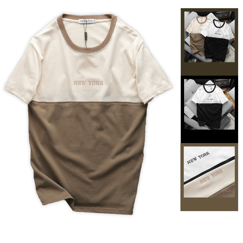 23788-ab408-4.png Áo Thun Nam Cổ Tròn Pack Horse Thêu Chữ New York Phối Hai Màu - AB508