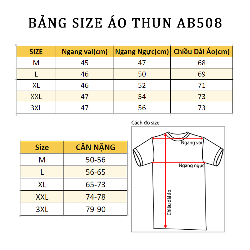 23788-bang-size-ao-4.png Áo Thun Nam Cổ Tròn Pack Horse Thêu Chữ New York Phối Hai Màu - AB508