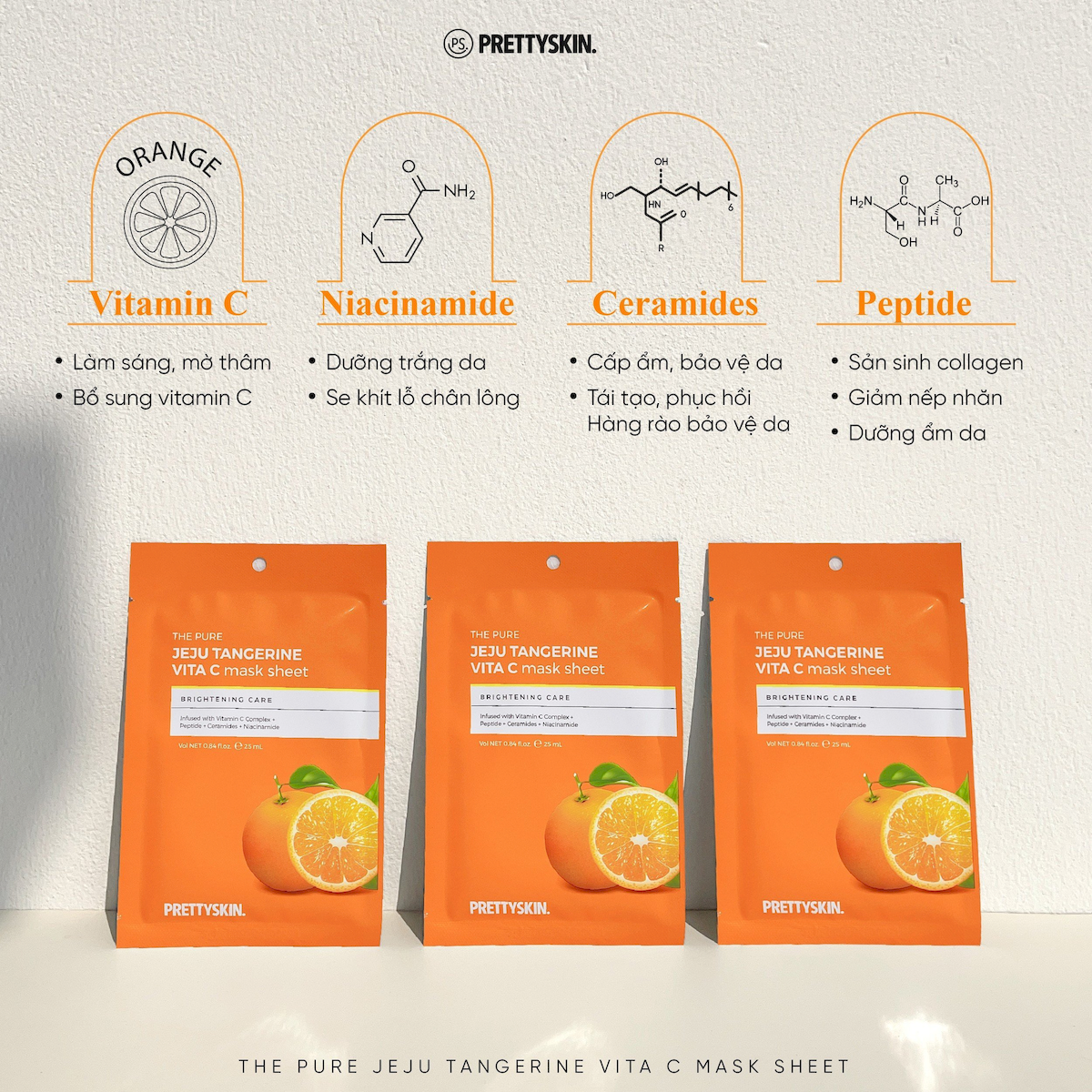 Mặt Nạ Vitamin C Prettyskin Jeju Tangerine Hộp 10 miếng Mặt Nạ Vitamin C Prettyskin Jeju Tangerine Hộp 10 miếng